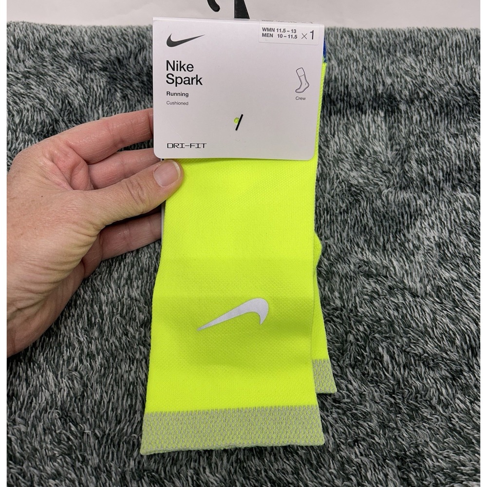 Nike Spark Men's 10-11.5/Women's 11.5-13 Yellow Crew Running Socks (B7)